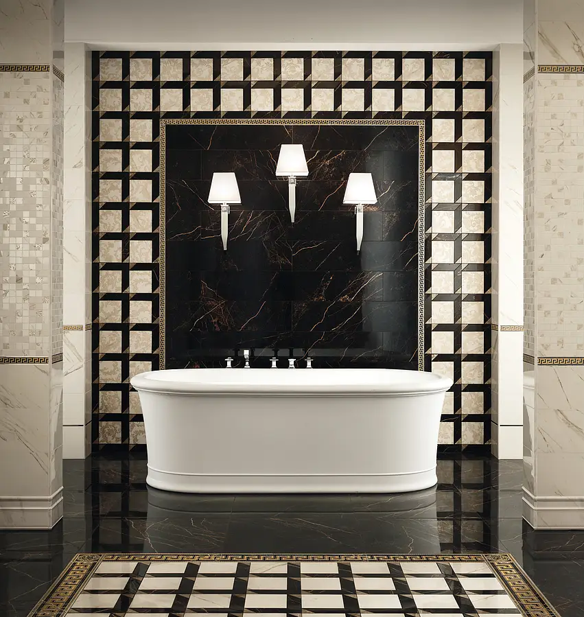 Mosaic tile, Effect other marbles, Color multicolor, Style designer, Glazed porcelain stoneware, 19.5x58.5 cm, Finish semi-polished