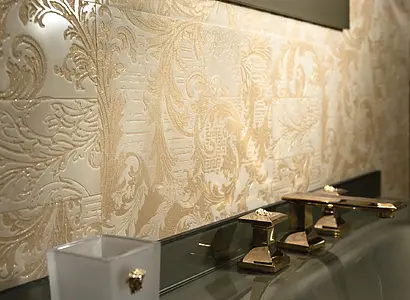 Dekorativt stykke, Glaseret porcelænsstentøj, 19.5x58.5 cm, Overflade semi-poleret