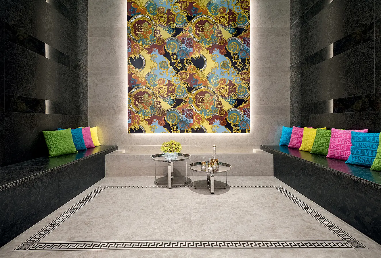 Decorative piece, Effect gold and precious metals, Color multicolor, Glazed porcelain stoneware, 120x280 cm, Finish semi-polished