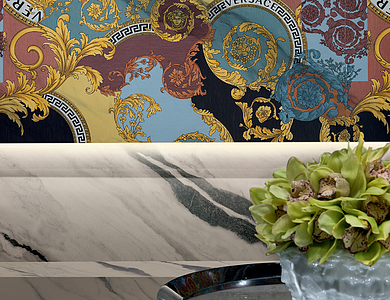 Maximvs Porcelain Tiles produced by Versace Ceramics, Stone, gold and precious metals effect