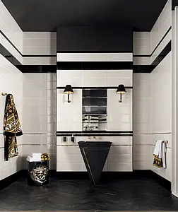 Bordüre, Farbe schwarze, Stil design, Keramik, 5x60 cm, Oberfläche glänzende