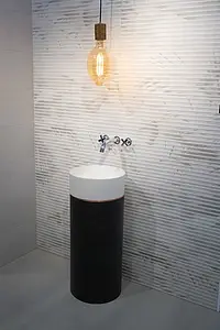 Optik beton, Farbe weiße, Hintergrundfliesen, Keramik, 29.7x89.7 cm, Oberfläche matte