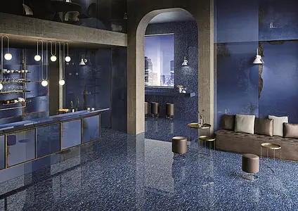 Background tile, Color navy blue, Glazed porcelain stoneware, 60x120 cm, Finish polished