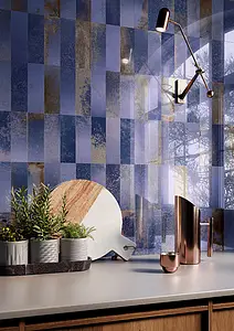 Background tile, Color navy blue, Glazed porcelain stoneware, 10x30 cm, Finish polished