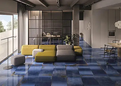 Background tile, Color navy blue, Glazed porcelain stoneware, 60x120 cm, Finish polished