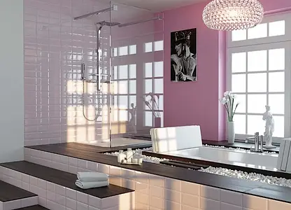 Background tile, Effect unicolor, Color pink, Style metro, Glazed porcelain stoneware, 10x20 cm, Finish glossy
