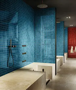 Mosaik, Textur enfärgad, Färg marinblå, Stil zellige, Glaserad granitkeramik, 30x40 cm, Yta blank
