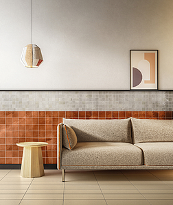 Background tile, Effect unicolor, Color orange, Style zellige, Glazed porcelain stoneware, 10x10 cm, Finish glossy