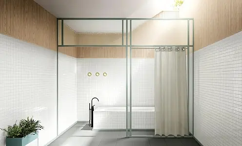 Mosaic tile, Color white, Glazed porcelain stoneware, 30x40 cm, Finish glossy