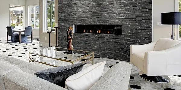 Background tile, Effect other marbles, Color black, Glazed porcelain stoneware, 16x40 cm, Finish matte